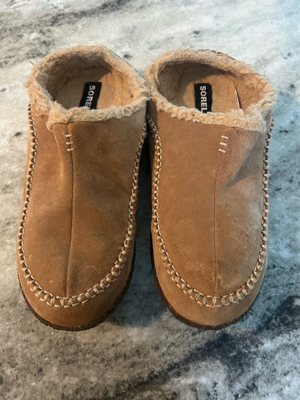 Sorel Tan Suede Shearling-Lined Slip-On slippers mens 11